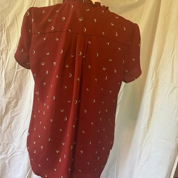 41 Hawthorn Red Blouse with Relaxed Fit and Buttoned Style - Picture 3 of 5